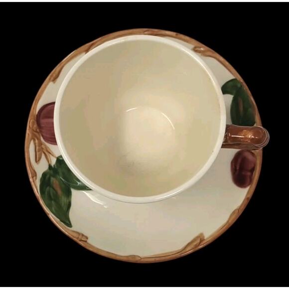 2 Sets Franciscan Apple Cups Saucers 1940s Hand Decorated in California USA READ - Picture 8 of 16